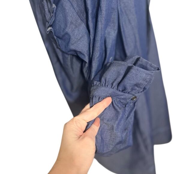 Ldt Womens Chambray Ruffled V-Neck
1/2 Button Up Shirt Shift Dress 10
Medium - Picture 7 of 14